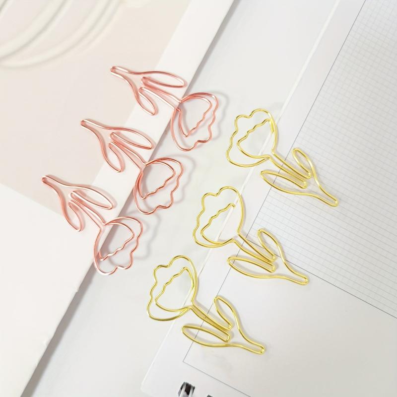 20pcs Flower Paperclip Metal Cartoon Innovative Paperclips School Office