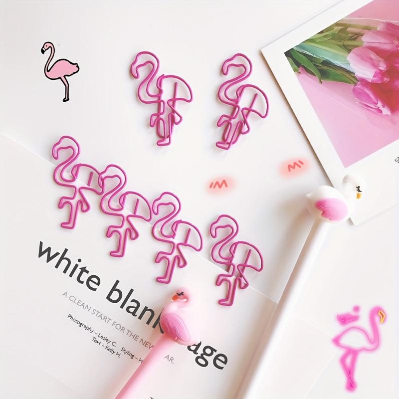 10 Flamingo Paper Clips Metal Planner Clips Office School Bookmark