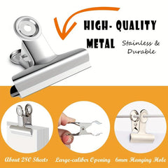 12pcs Metal Hinge Clips 63mm Bulldog Clips Silver Metal Binder Paper Clip