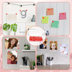 100pcs Red Heart Shaped Push Pins Plastic Thumb Tacks for Notice Board