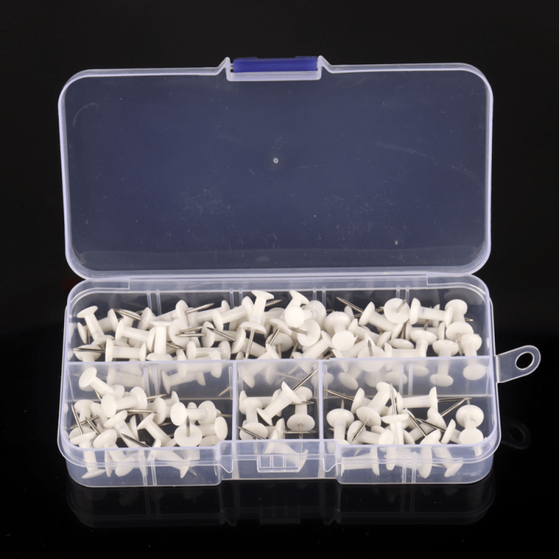 100Pcs Large Head Pins Clear Plastic Head Steel Tip Thumb Tacks for Home Office