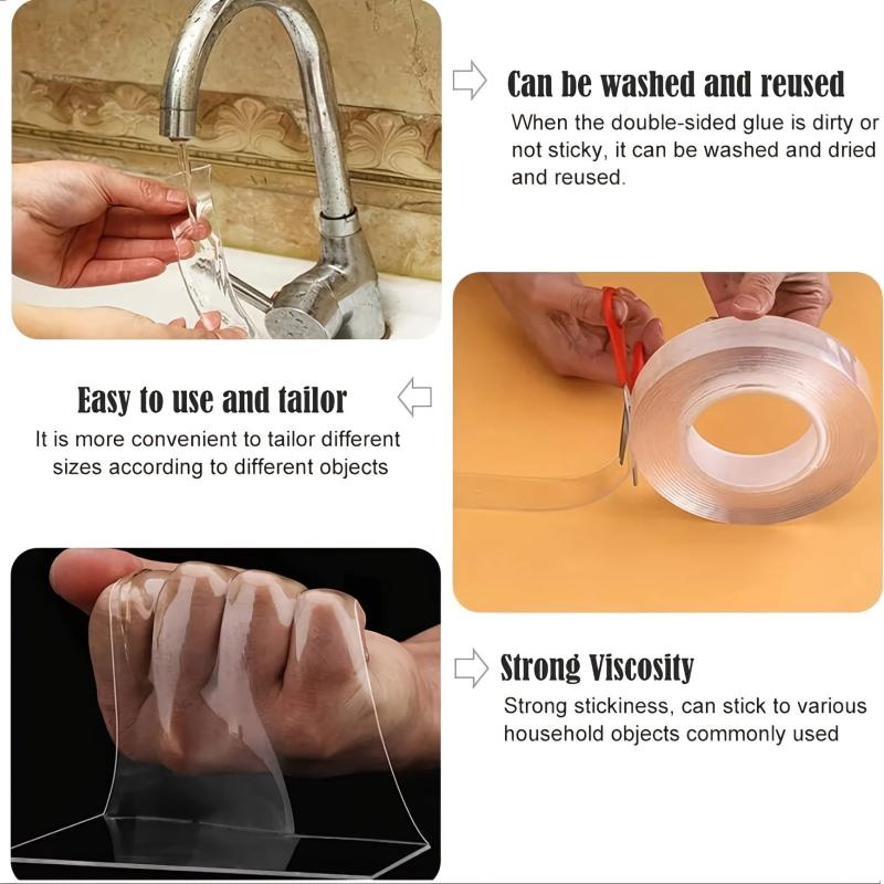 Transparent Waterproof Adhesive Nano Gel Tape with Universal Hook