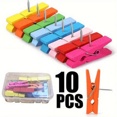 50pcs Colorful Wooden Clip Push Pins Decorative Art Office Handicraft