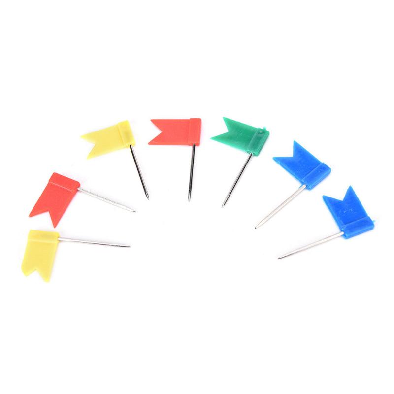 100pcs Multicolor Flags Push Pins Marking Thumbtack DIY Patchwork Map Pins