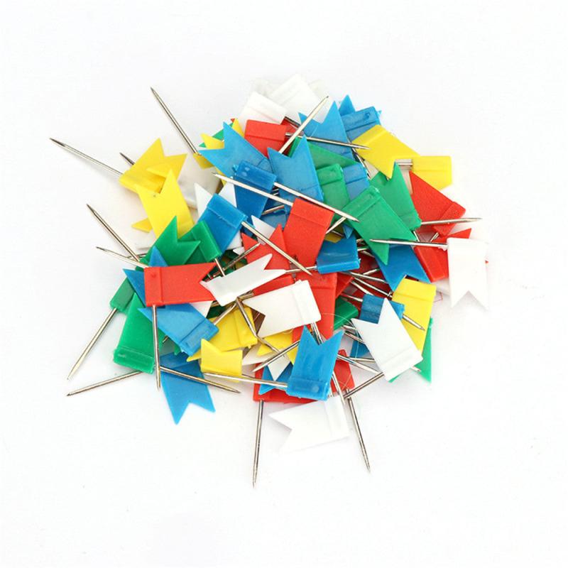 100pcs Multicolor Flags Push Pins Marking Thumbtack DIY Patchwork Map Pins