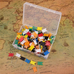 100pcs Multicolor Flags Push Pins Marking Thumbtack DIY Patchwork Map Pins