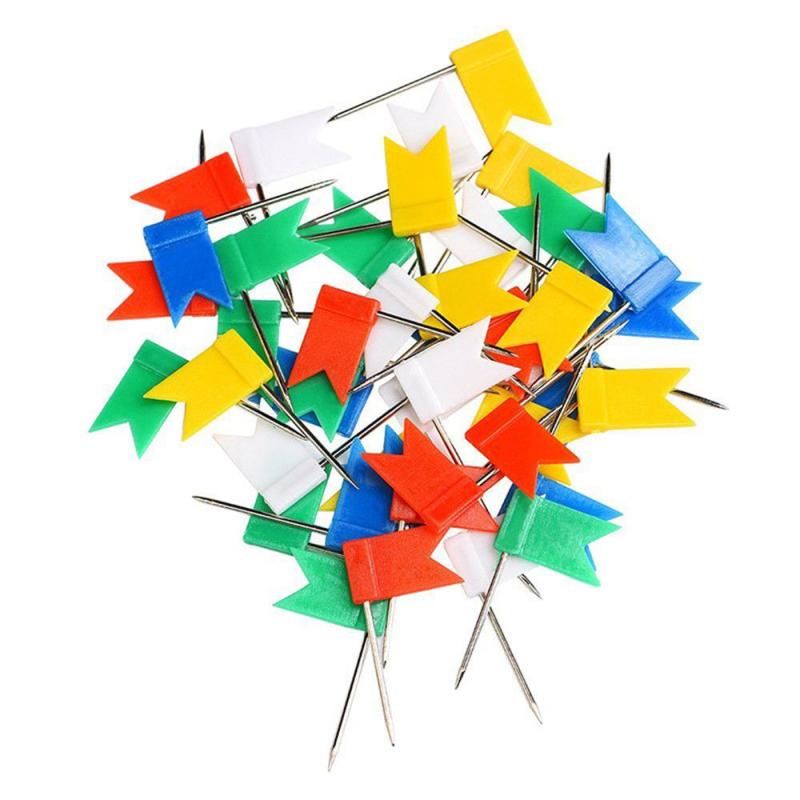 100pcs Multicolor Flags Push Pins Marking Thumbtack DIY Patchwork Map Pins