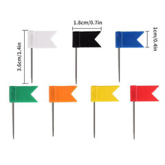 100pcs Multicolor Flags Push Pins Marking Thumbtack DIY Patchwork Map Pins