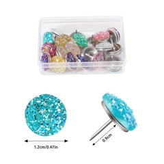 30pcs Sparkling Diamond Studs Thumbtacks Office Wall Decoration