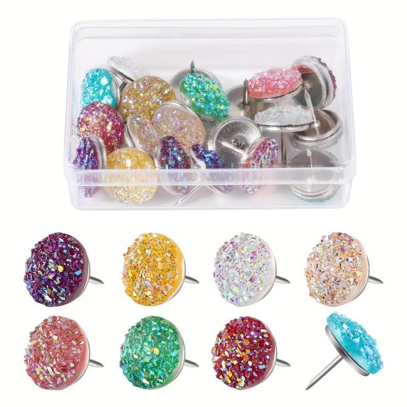 30pcs Sparkling Diamond Studs Thumbtacks Office Wall Decoration