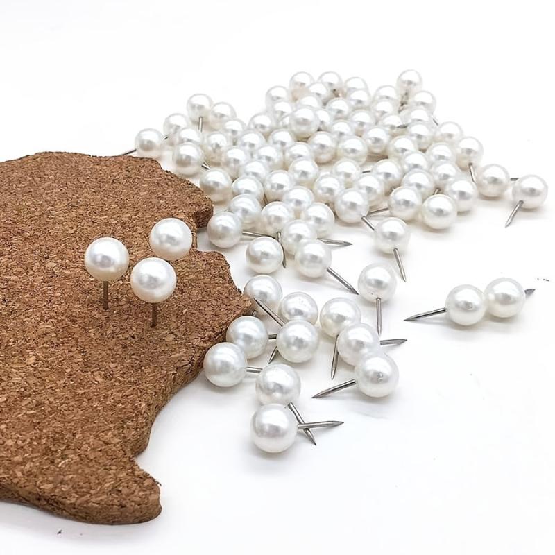 100pcs Pearl Round Ball Pushpin Corkboard Office Pin