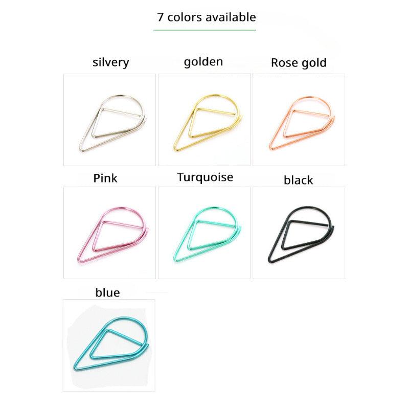 Water Drop Metal Paper Clip Bookmark