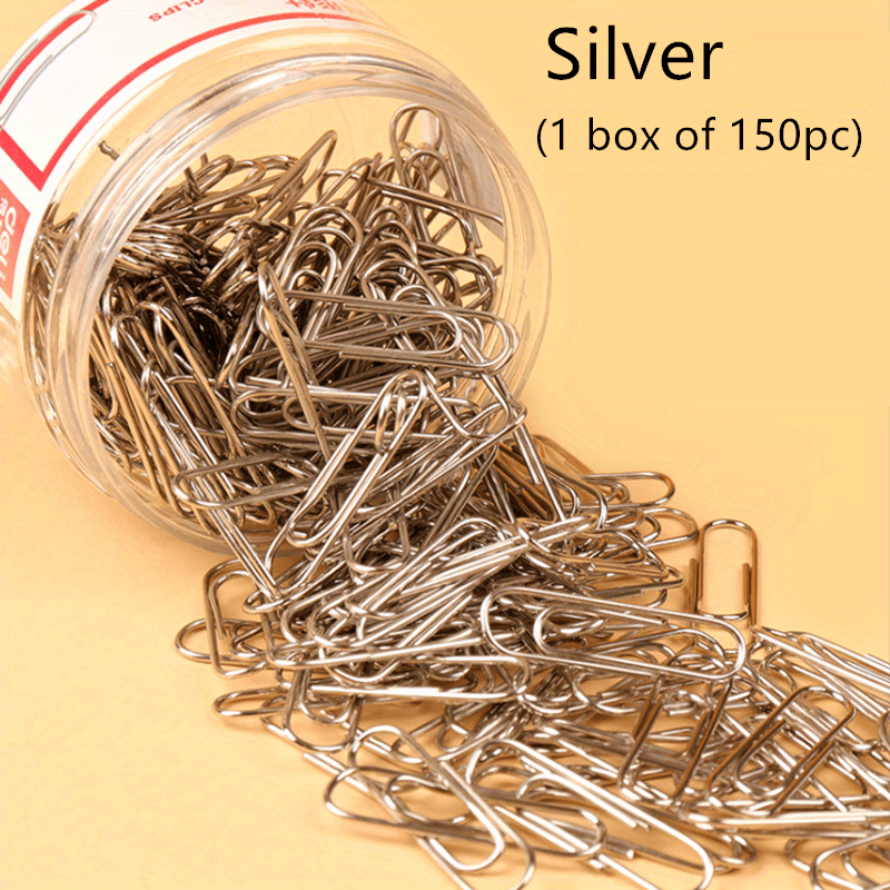 150pcs Silver Paper Clip Rust Proof Metal Nickel Plated Office Supplies