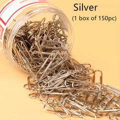 150pcs Silver Paper Clip Rust Proof Metal Nickel Plated Office Supplies
