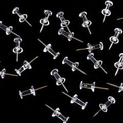 50 Pcs Clear Silver Thumbtack Tacks Box Plastic Heads Steel Pins for Home Office