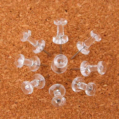50 Pcs Clear Silver Thumbtack Tacks Box Plastic Heads Steel Pins for Home Office