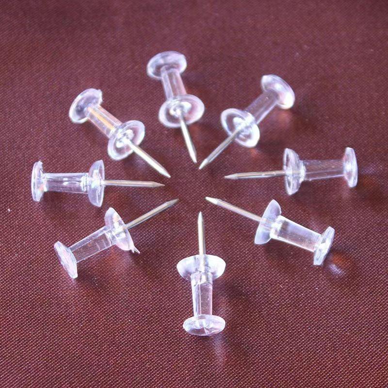 50 Pcs Clear Silver Thumbtack Tacks Box Plastic Heads Steel Pins for Home Office