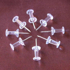 50 Pcs Clear Silver Thumbtack Tacks Box Plastic Heads Steel Pins for Home Office