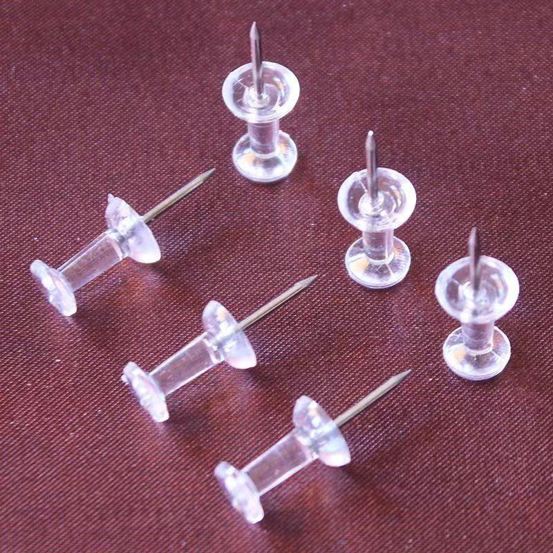 50 Pcs Clear Silver Thumbtack Tacks Box Plastic Heads Steel Pins for Home Office