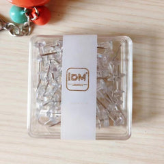 50 Pcs Clear Silver Thumbtack Tacks Box Plastic Heads Steel Pins for Home Office