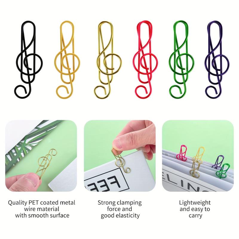 30pcs Music Paper Clip Metal Music Bookmark School Office Accessories