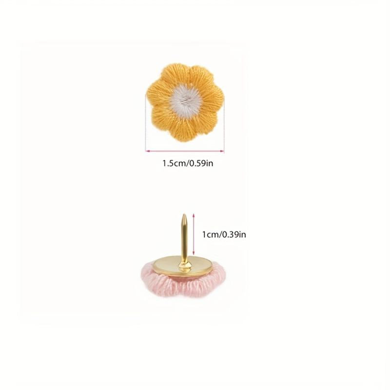 30 Flower Shaped Push Pins for Office School Maps Photos