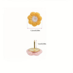 30 Flower Shaped Push Pins for Office School Maps Photos