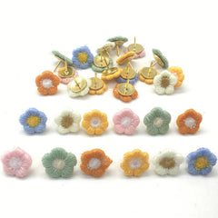 30 Flower Shaped Push Pins for Office School Maps Photos