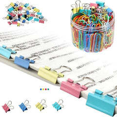 250pcs Paper Clips & Binder Clips Set Office Supply Set With Paper Clamps