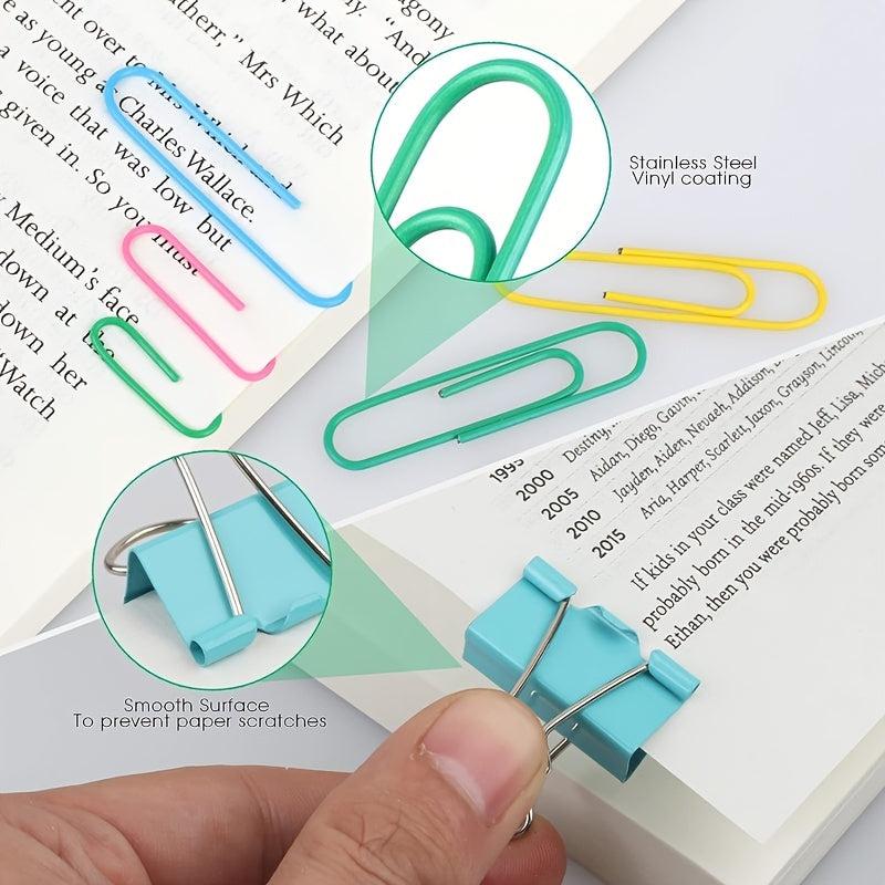 250pcs Paper Clips & Binder Clips Set Office Supply Set With Paper Clamps