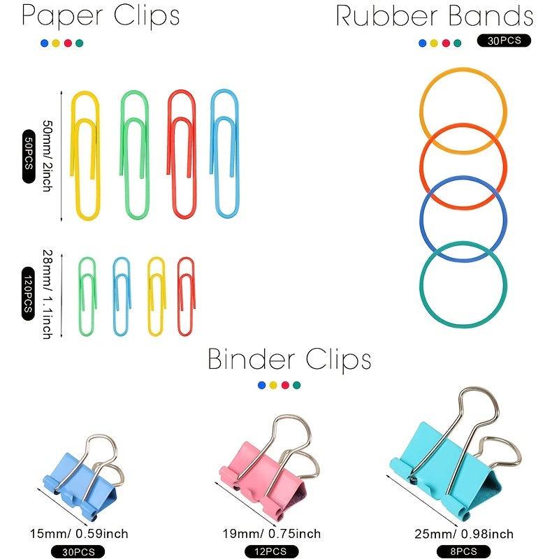 250pcs Paper Clips & Binder Clips Set Office Supply Set With Paper Clamps