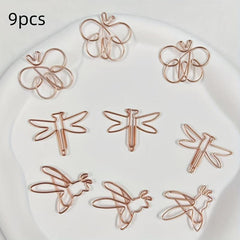 9pcs Insect Shaped Metal Paper Clips - School, Office, Home Use