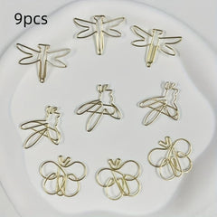 9pcs Insect Shaped Metal Paper Clips - School, Office, Home Use