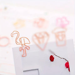 8pcs Flamingo Paper Clips Rose & Yellow Golden