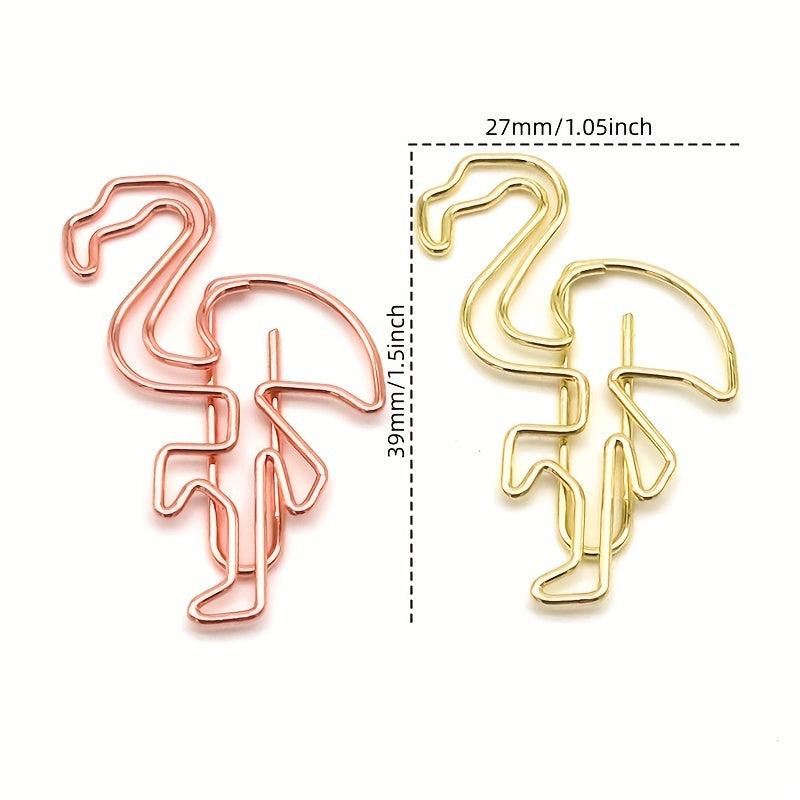 8pcs Flamingo Paper Clips Rose & Yellow Golden