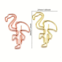 8pcs Flamingo Paper Clips Rose & Yellow Golden