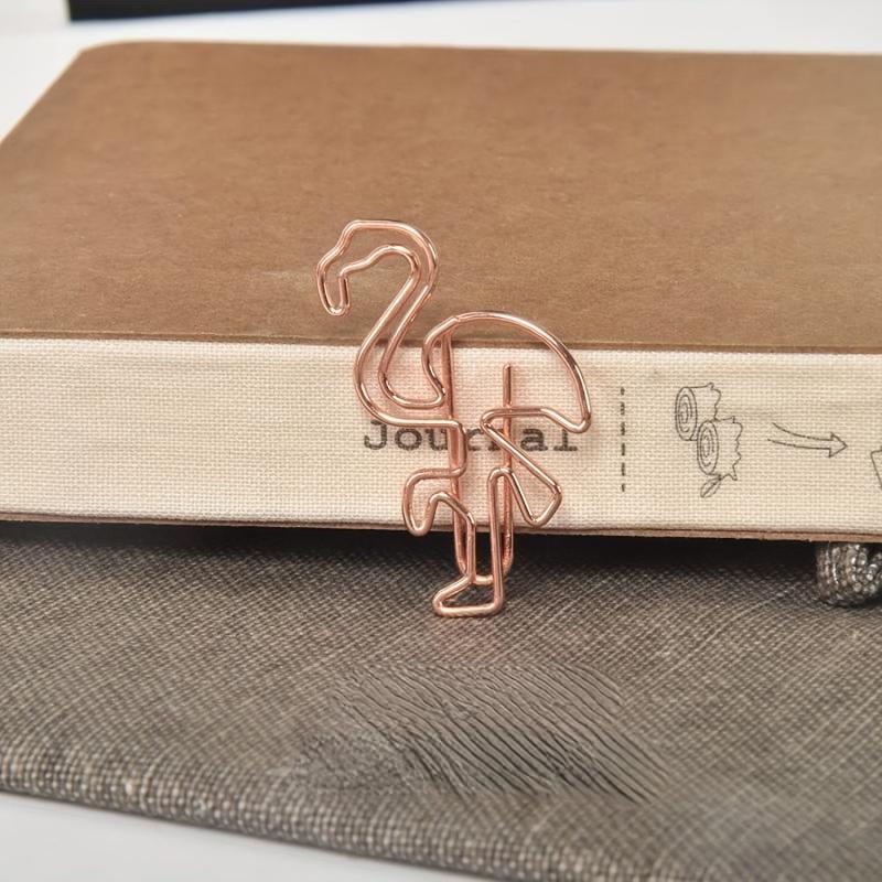 8pcs Flamingo Paper Clips Rose & Yellow Golden