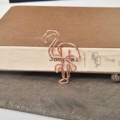8pcs Flamingo Paper Clips Rose & Yellow Golden