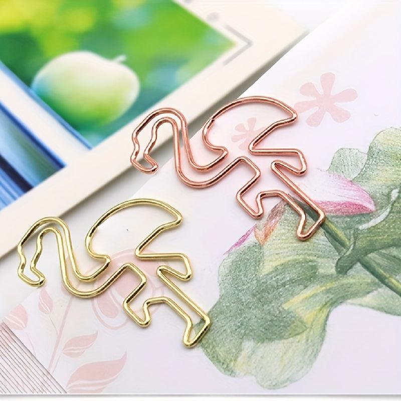 8pcs Flamingo Paper Clips Rose & Yellow Golden