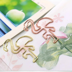 8pcs Flamingo Paper Clips Rose & Yellow Golden