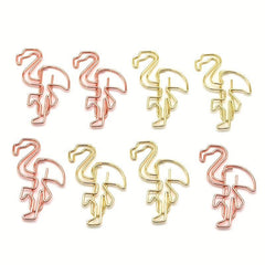 8pcs Flamingo Paper Clips Rose & Yellow Golden