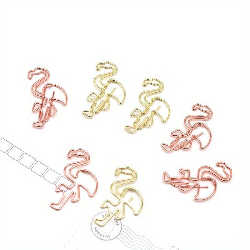 8pcs Flamingo Paper Clips Rose & Yellow Golden