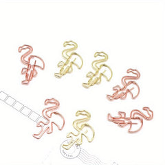 8pcs Flamingo Paper Clips Rose & Yellow Golden