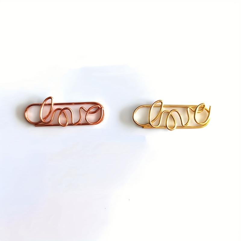 20pcs Paper Clips Clear Box Rose & Yellow Golden Fun Office School Wedding