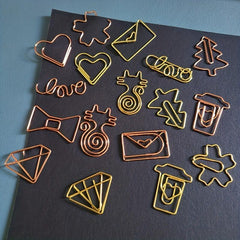 20pcs Paper Clips Clear Box Rose & Yellow Golden Fun Office School Wedding
