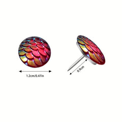 30pcs Fish Scale Gradient Push Pins Student Office Wall Decoration