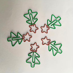10Pcs Double Christmas Tree Paperclips with Storage Boxes