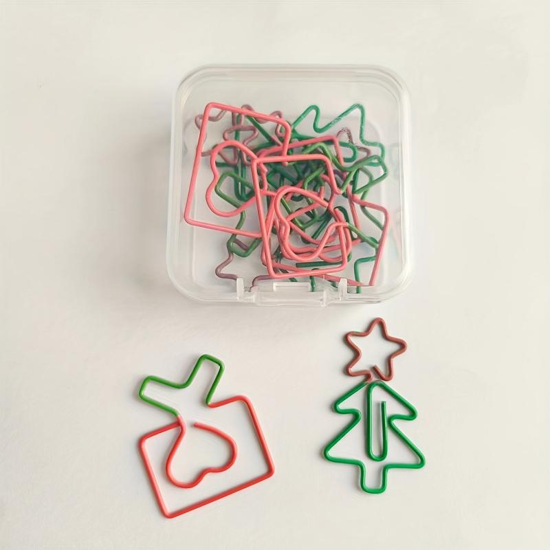10Pcs Double Christmas Tree Paperclips with Storage Boxes