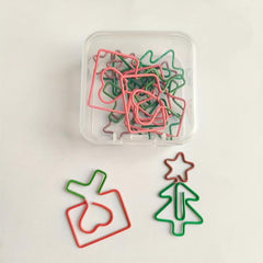 10Pcs Double Christmas Tree Paperclips with Storage Boxes