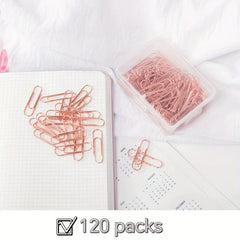 120pcs Rose Golden Paper Clip Desk Organizers